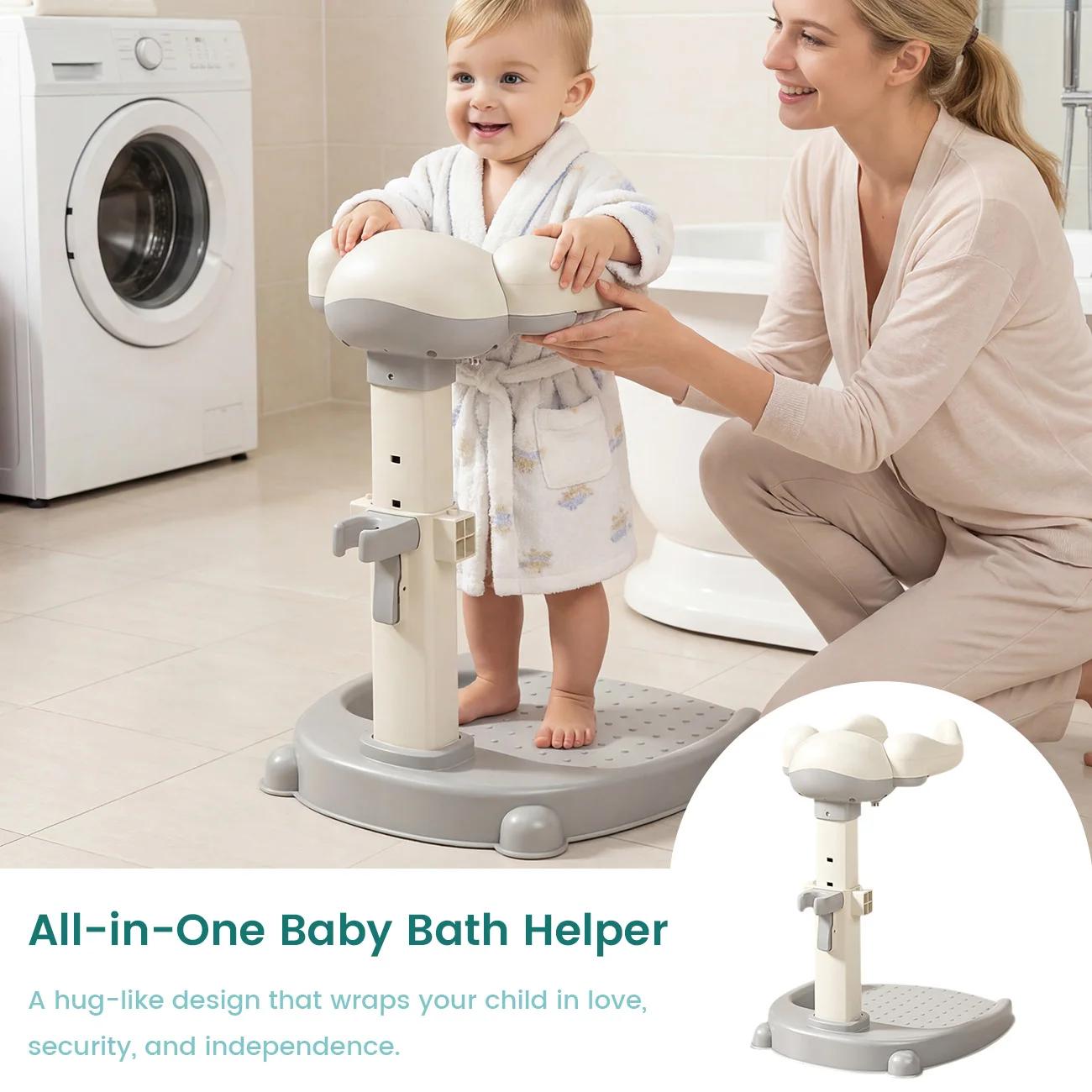 Support de bain pour bébé avec design ergonomique, aide au bain réglable en hauteur pour tout-petits