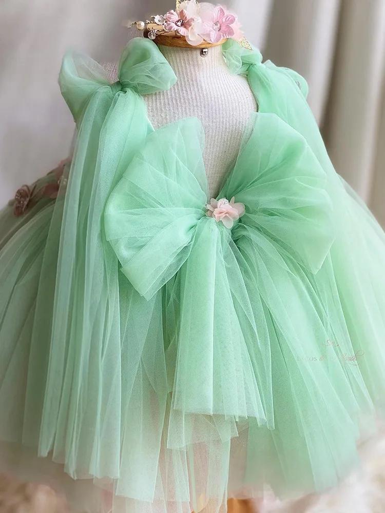 Robe de princesse à fleurs et papillons pour filles, luxueuse et élégante, en maille moelleuse, douc