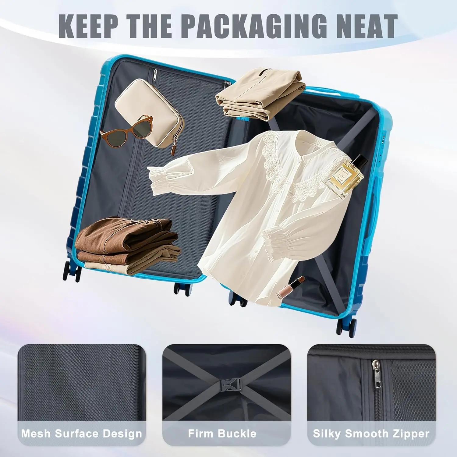 Ensemble de bagages rigides ABS avec roulettes pivotantes et serrure - Valise durable et imperméable