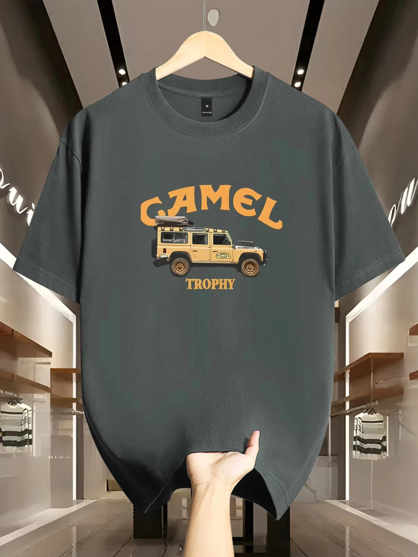 T-shirt à manches courtes pour hommes, 100% coton pur, décontracté, à la mode, ample, à motif rétro