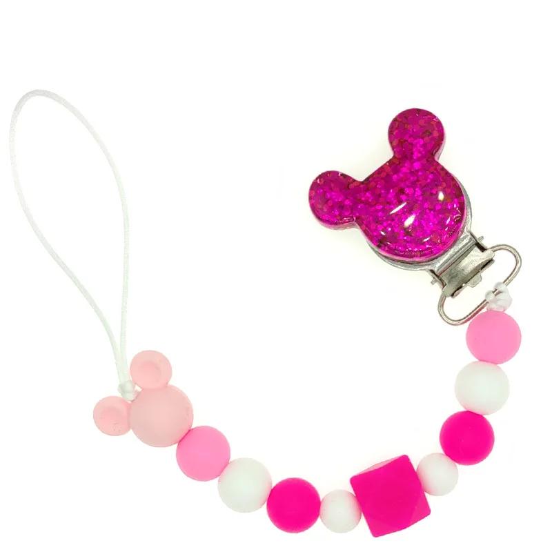 Clips de sucette pour bébé, chaîne en perles de Silicone, jouets de dentition, porte-factice, chaîne