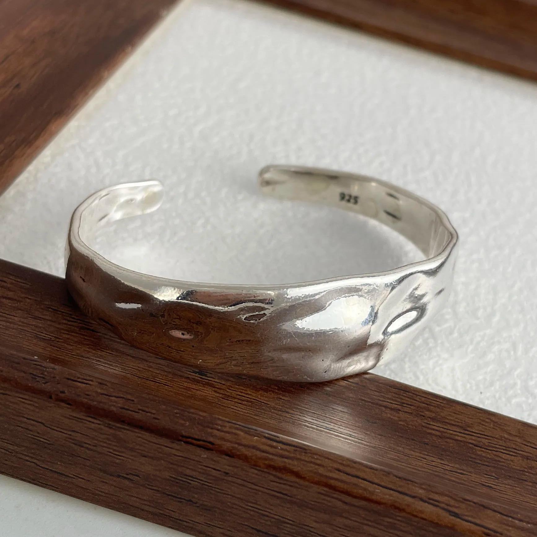 Bracelets en argent Sterling 925 pour femmes et hommes, accessoires larges, tendance, Vintage, chaîn