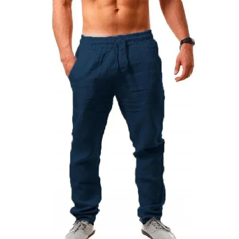 Pantalons de sport nouveau printemps/été marque de mode hommes hip-hop respirant coton lin couleur u