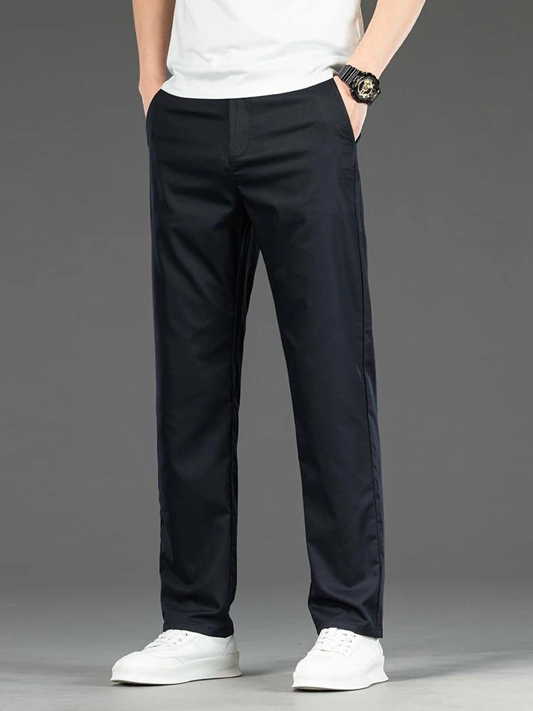 Printemps été nouveaux hommes pantalons décontractés mince mûrier soie doux affaires pantalon décont