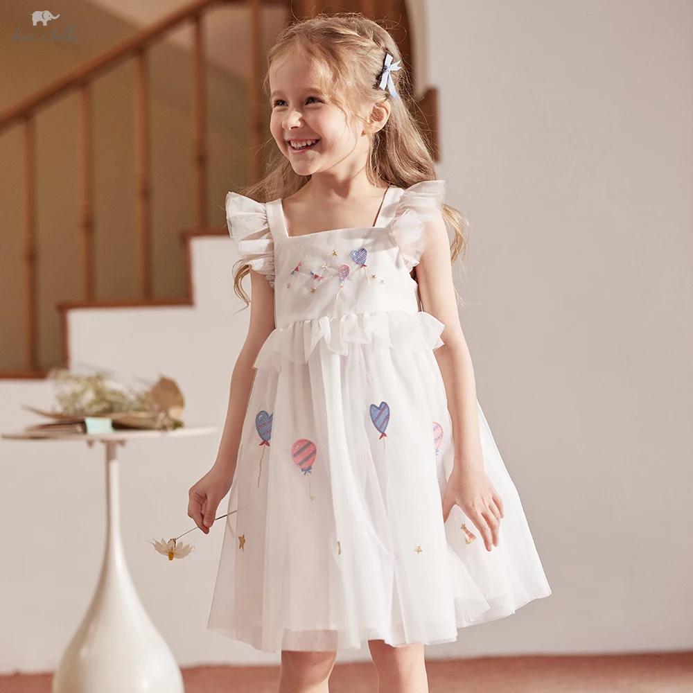 Robe de princesse en maille pour filles Dave Bella, robe de bal brodée sans manches pour enfants, ro
