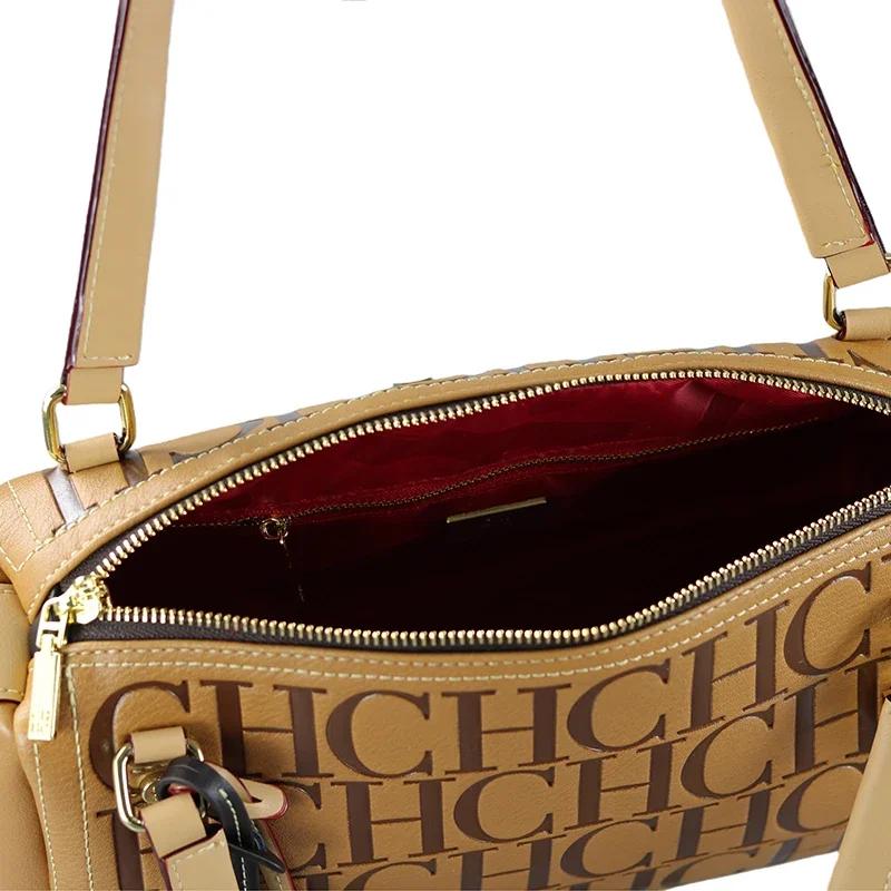 Sac à main cylindrique de grande capacité de style vintage 2025, marque CH, mode, lettres en relief,