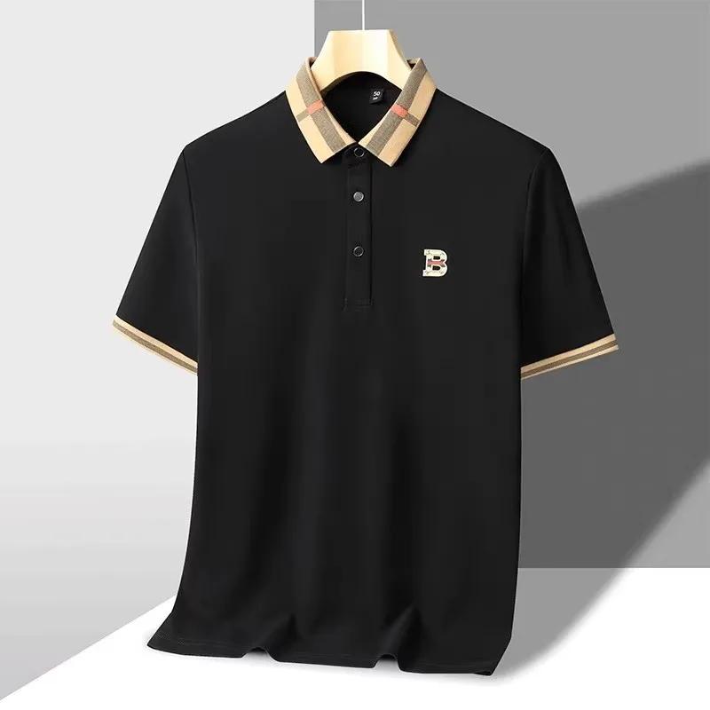 Marque de luxe logo polo à manches courtes hommes été nouveau haut de gamme en soie coton respirant