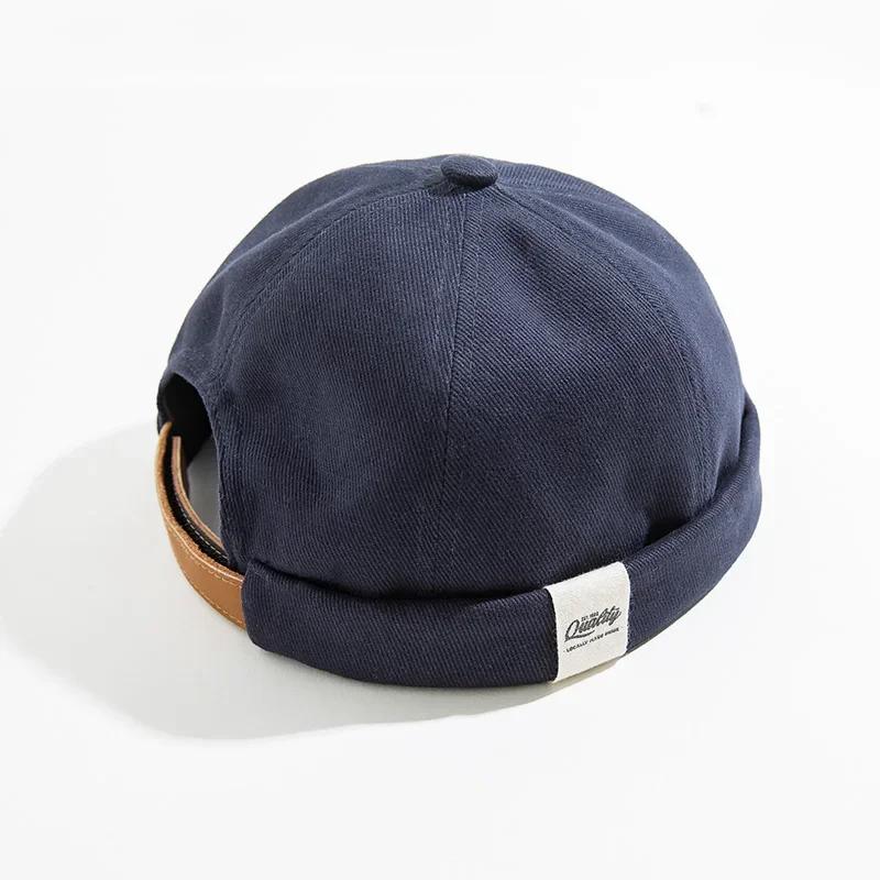 Maden hommes réglable Denim Beanie crâne casquette Dockworker chapeau rouleau manchette casquettes d