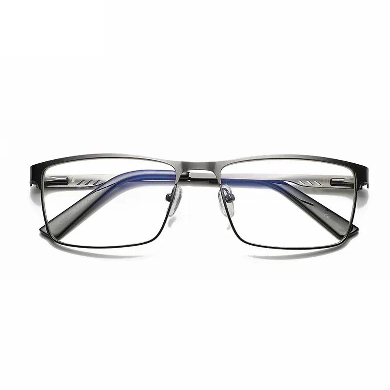 Lunettes de lecture carrées en métal pour hommes, grand cadre, jambe de printemps, presbytie pour pe