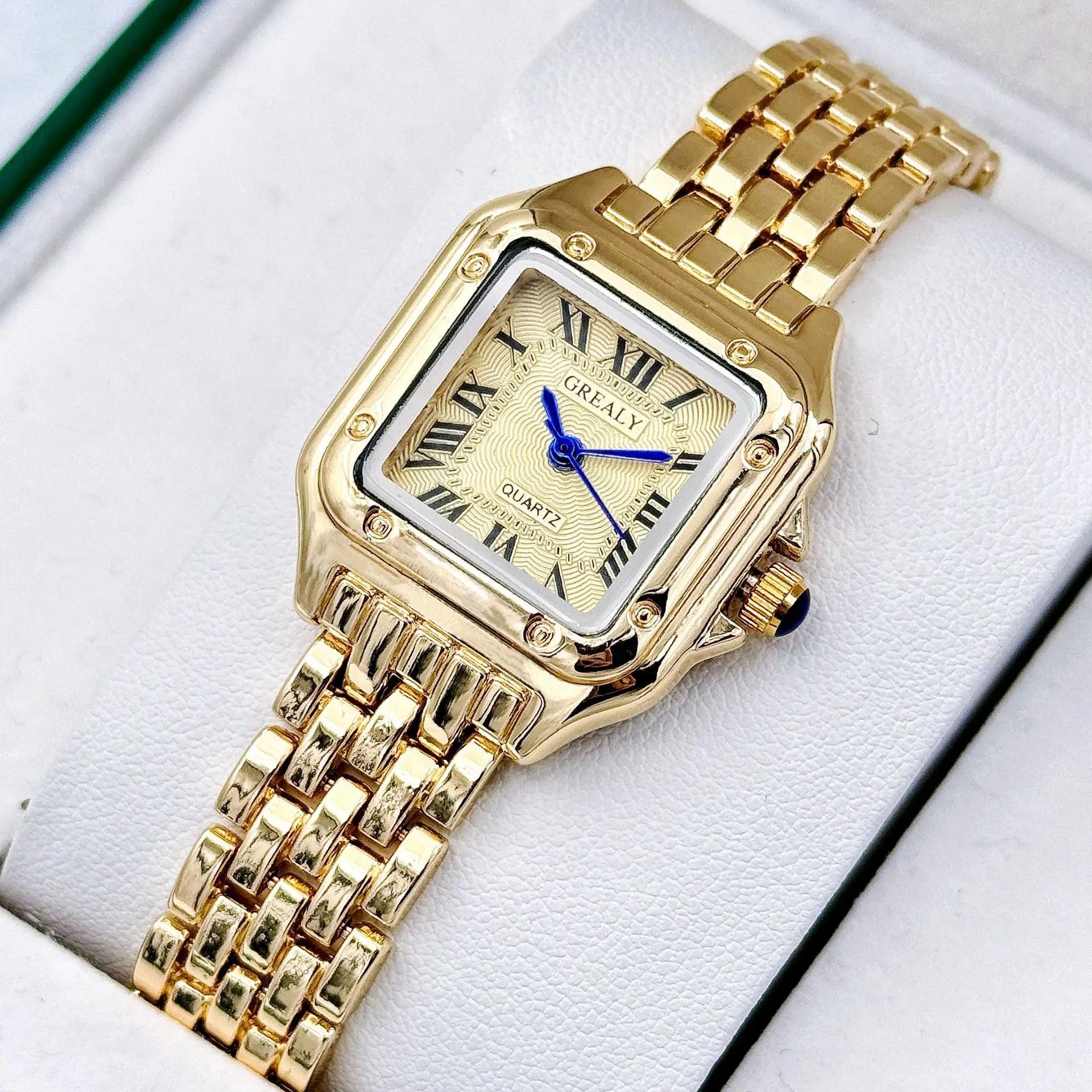 Nouvelles femmes montre lumière marque de luxe affaires or acier inoxydable dames mode montres à Qua