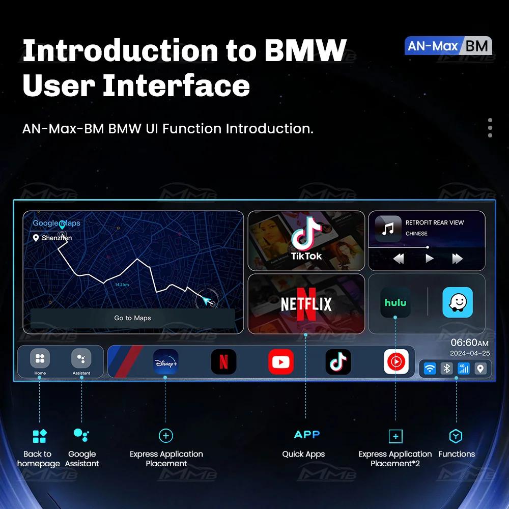 MMB MAX Android 13 CarPlay Ai Box 8 + 128G QCM6125 8 cœurs Netflix et Youtube GPS 4G LTE pour BMW ID