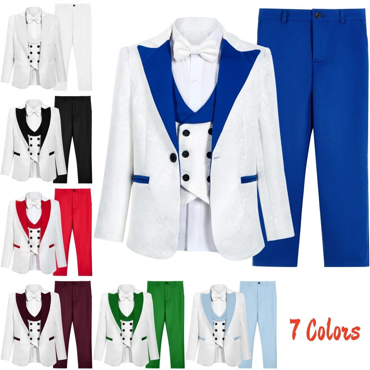 Ensemble formel 4 pièces pour garçon, pantalon de smoking classique pour enfants, olympiques Paisley