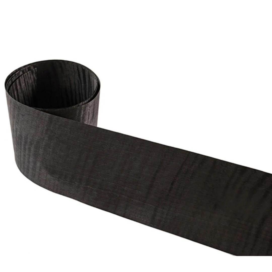 Placage en bois d'érable bouclé noir de carbone naturel 15x260cm pour la Surface de meubles et de dé