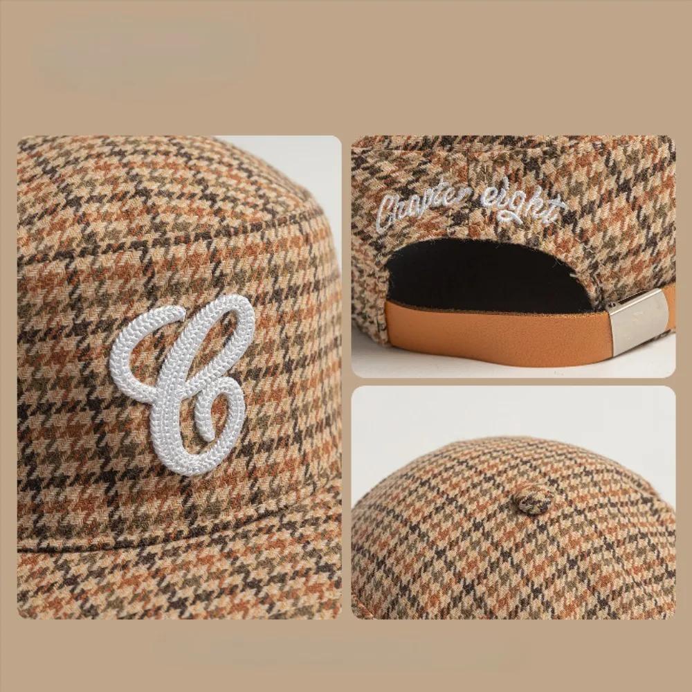Casquette vintage à dessus plat, à carreaux, avec broderie de lettres, imprimé léopard, casquette de