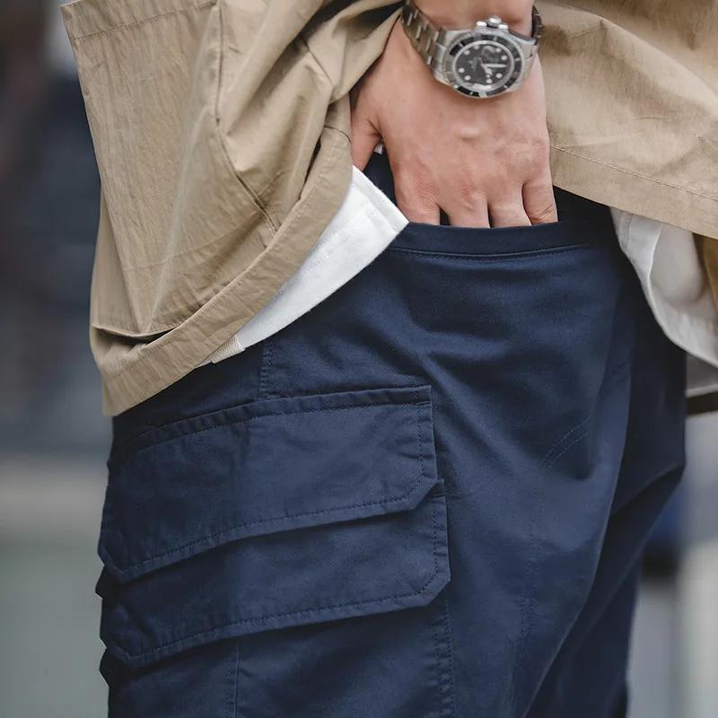 Maden-Pantalon cargo vert pour homme, pantalon de travail de randonnée multi-poches vintage, jogging