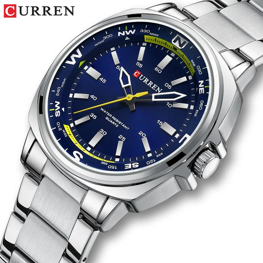 CURREN 8455 montre à Quartz pour hommes grand cadran étanche bracelet en acier inoxydable décontract