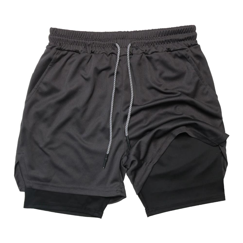 Short de Fitness Double couche pour hommes, short de sport 2 en 1, séchage rapide, entraînement, Jog