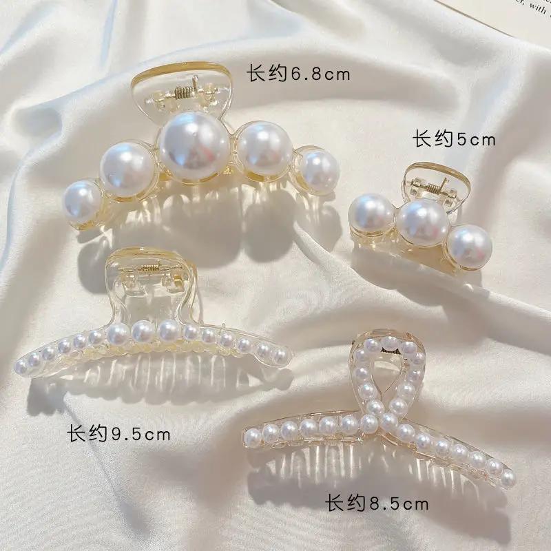 Pince à cheveux en acrylique avec perles 2020, pince à cheveux transparente en forme de crabe, acces