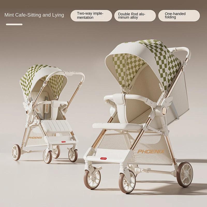 Nouvelle poussette bébé 2026, légère et pliable, en tissu Oxford, avec position assise ou allongée,