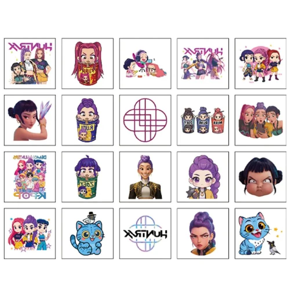 Lot de 20 autocollants de tatouage temporaire Kpop Demon Hunters Rumi Kang, motif démoniaque, pour c