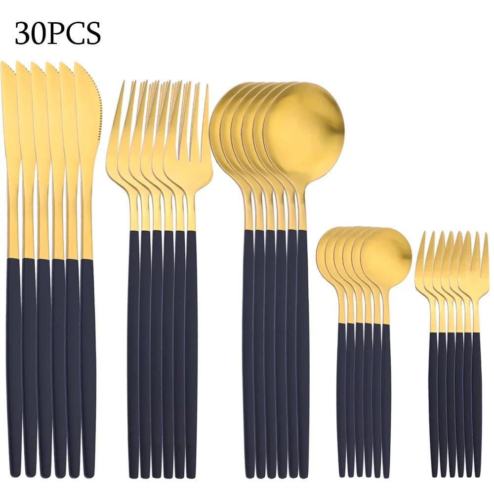 30 pièces ensemble de vaisselle en acier inoxydable couverts mat fourchette cuillère couteau ensembl