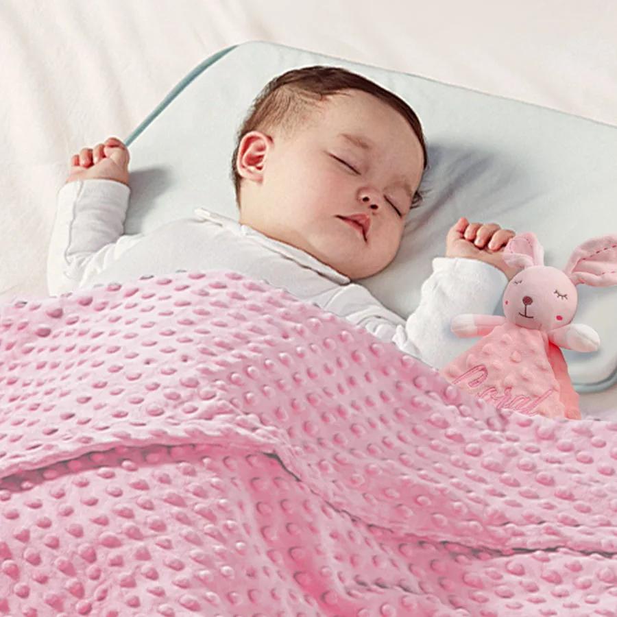 Couverture personnalisée avec nom bébé - Cadeau nouveau-né étiquettes hochets ensemble douillet