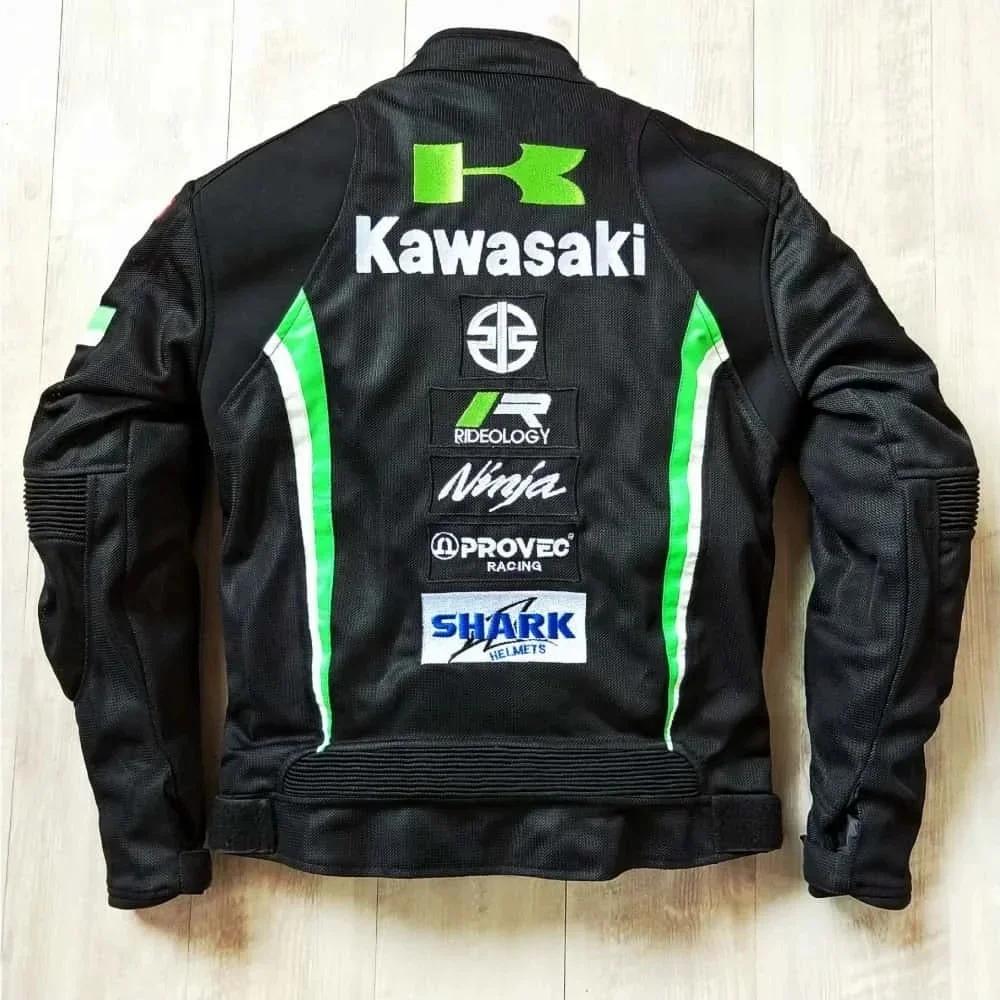 Veste de moto tout-terrain d'été Kawasaki brodée, combinaison de course anti-chute à réduction de vi