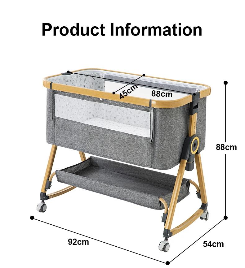 Lit bébé 3 en 1 Lit bébé portable Pliable Réglable en hauteur Roues rotatives Berceau à bascule avec