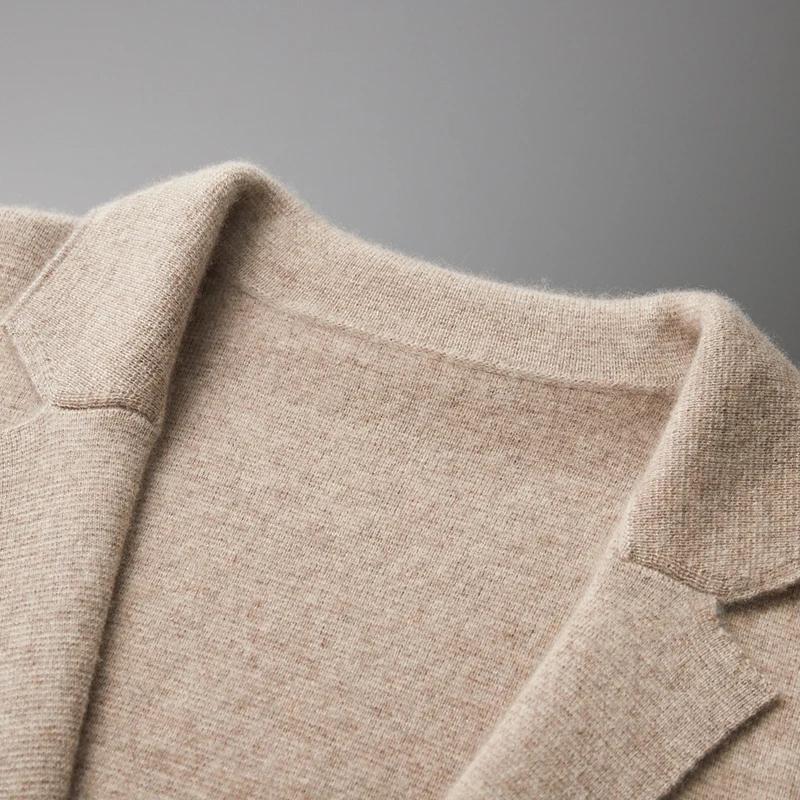 Cardigan en cachemire à col imbibé pour hommes, chemise épaissie, pull monochrome, veste en laine mé