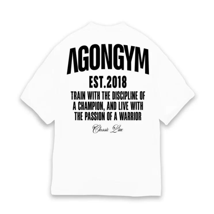 AGONGYM nouvelle tendance de la mode hommes T-shirt sport coton manches courtes chemises amples musc