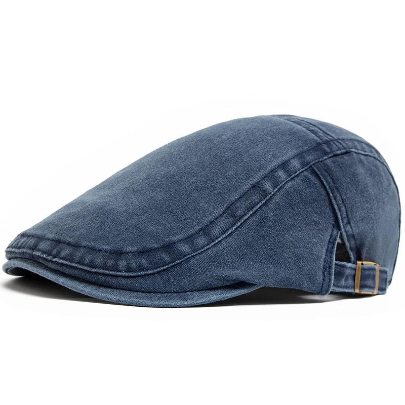 Béret Vintage en coton pour hommes et femmes, casquette à visière plate, décontractée, automne, rétr