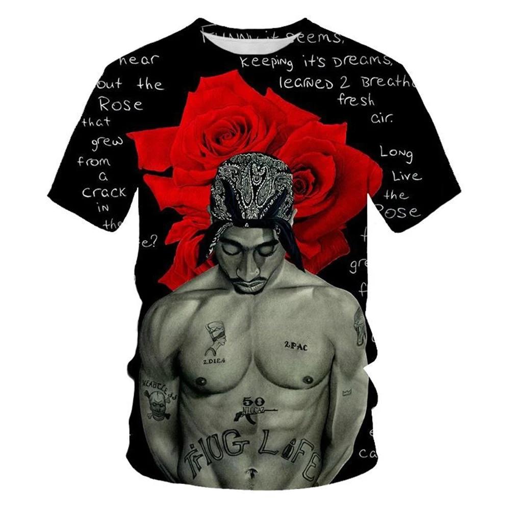 T-shirt de personnalité imprimé en 3D, mode estivale, hip-hop, cool, tendance, street rock