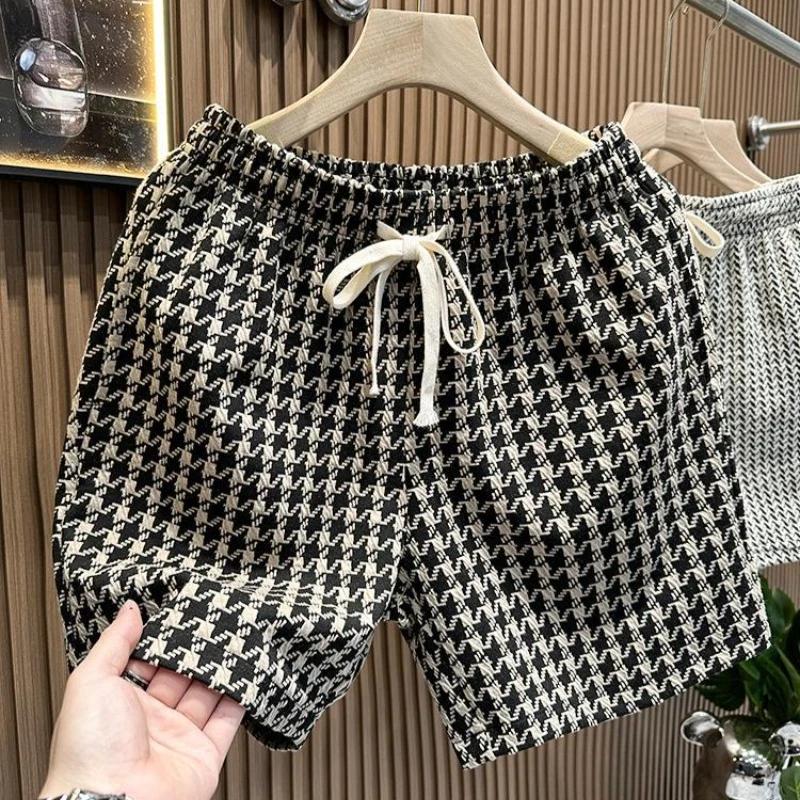 Vêtements pour hommes imprimé short à carreaux été élégant jambe droite pantalon de plage décontract