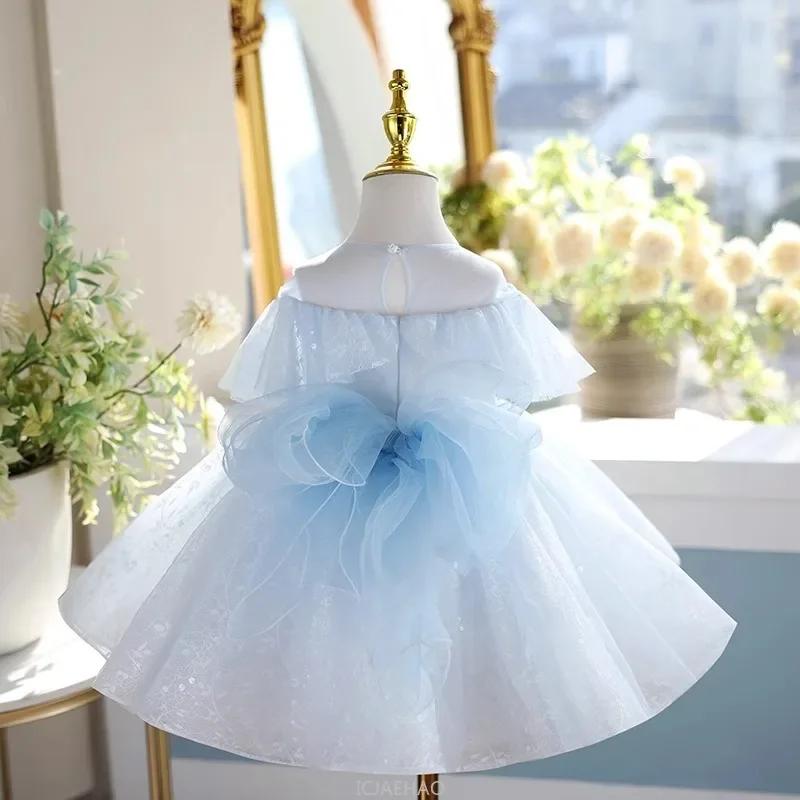 Robe de princesse rose pour filles, tenue de spectacle de Piano, à fleurs, pour mariage, pour enfant