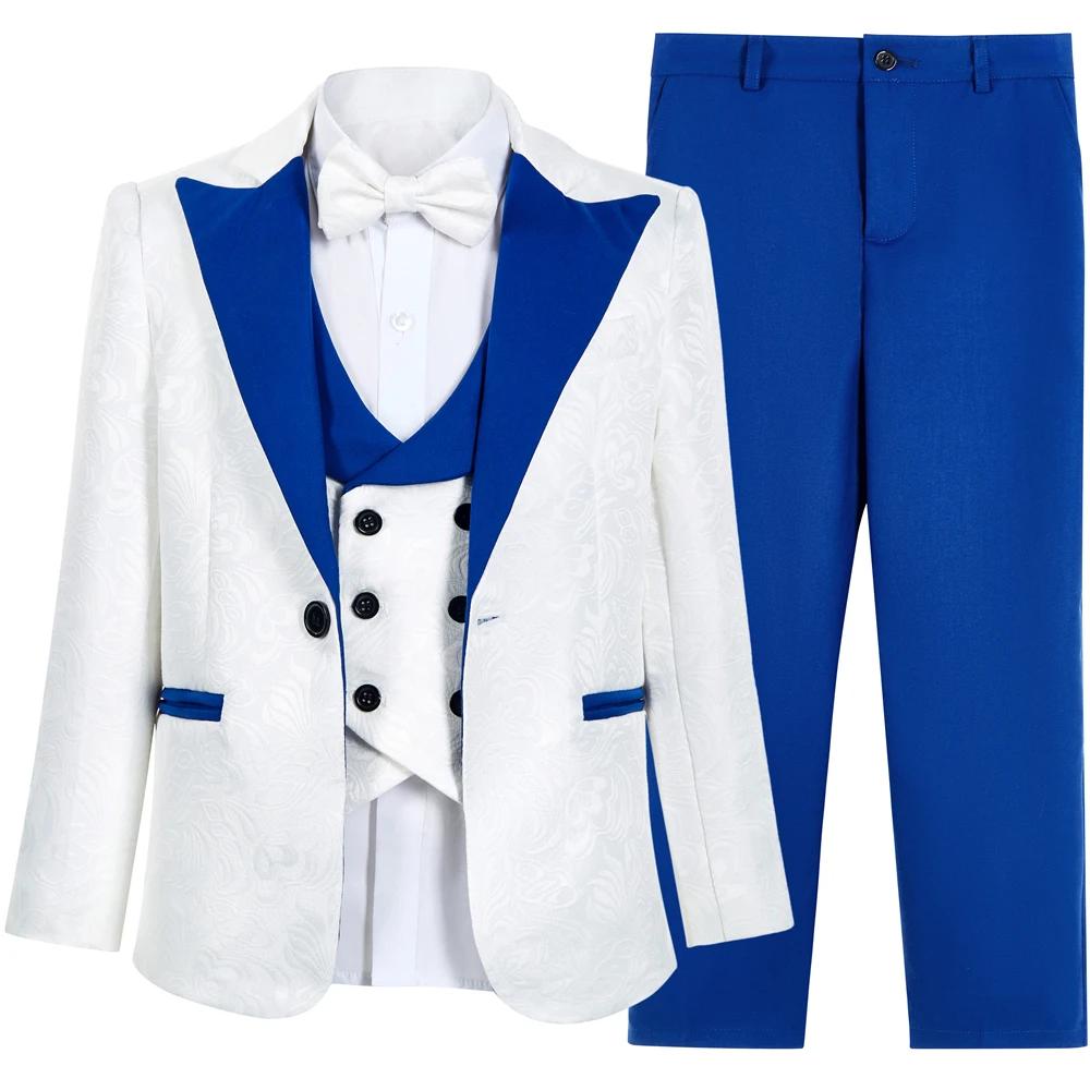 Ensemble formel 4 pièces pour garçon, pantalon de smoking classique pour enfants, olympiques Paisley