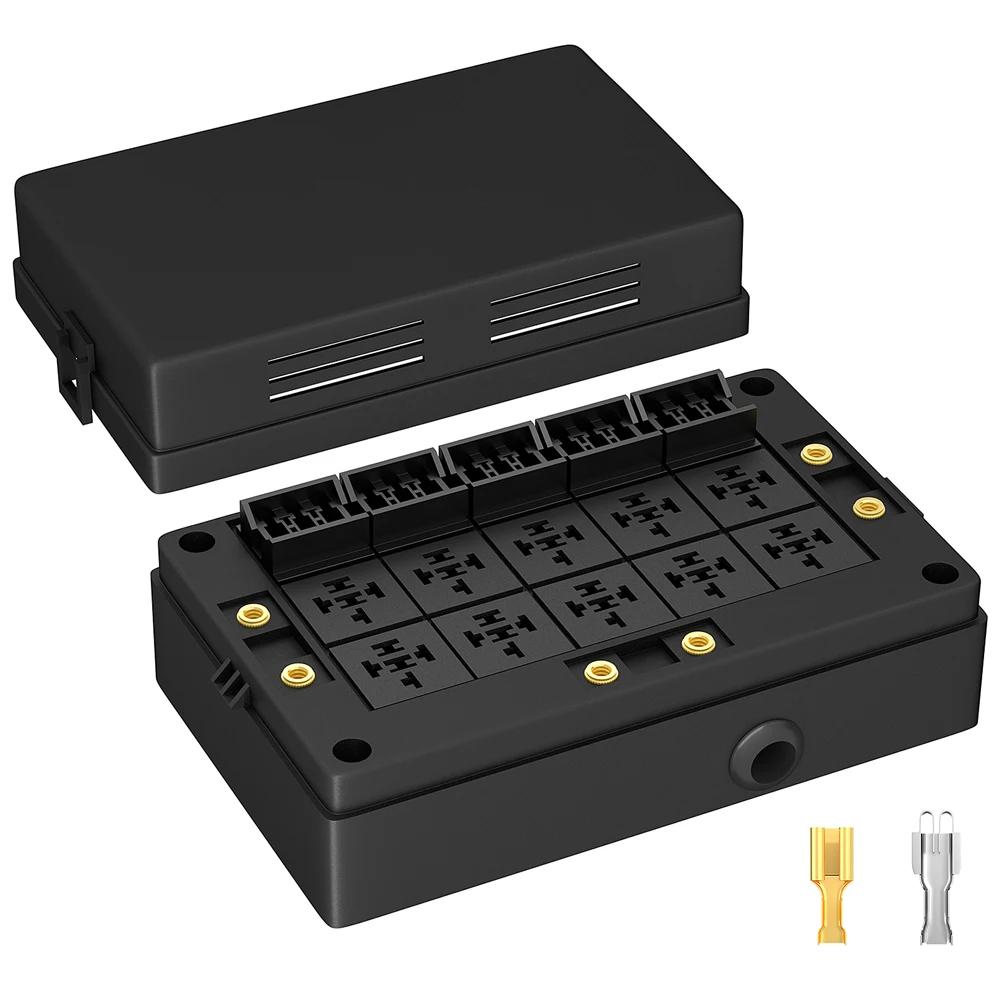 Boîte de relais de voiture à 10 voies, boîte à fusibles 12V, porte-fusible à lame à 15 voies pour au