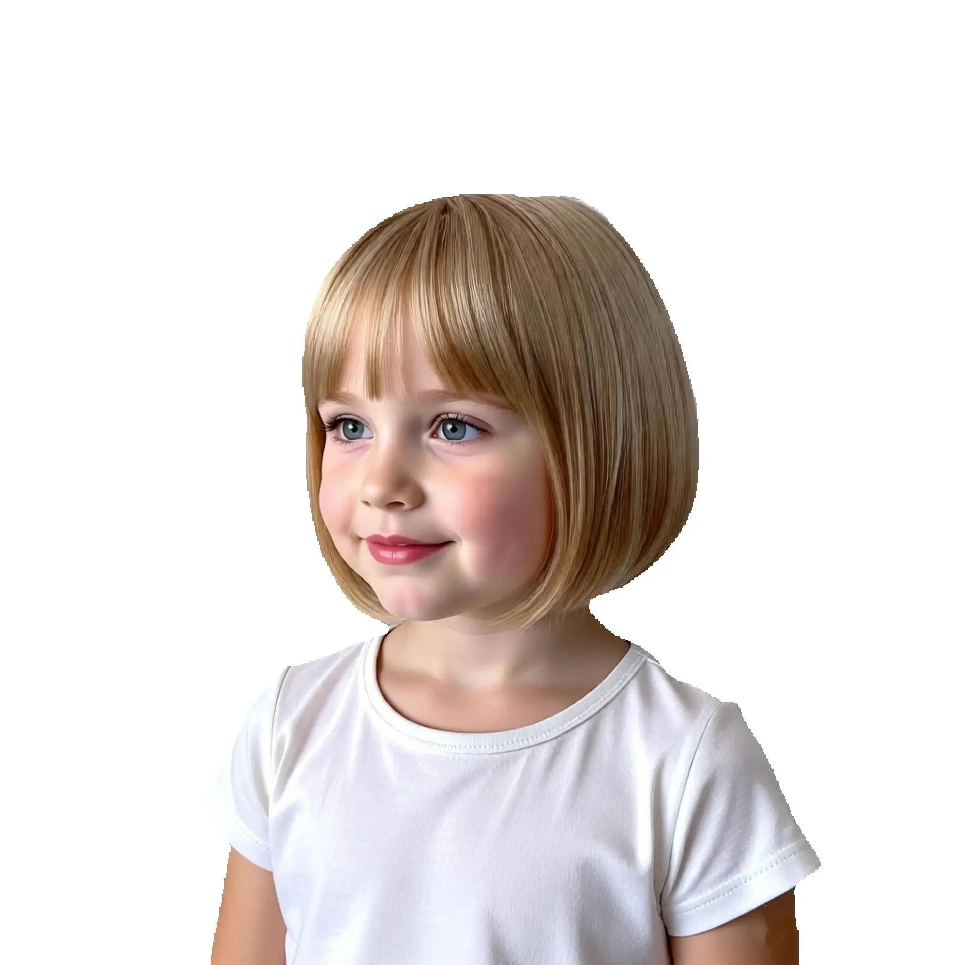 Perruque beige pour petite fille, coiffe dorée pour enfants, élastique, coiffure blonde pour enfants
