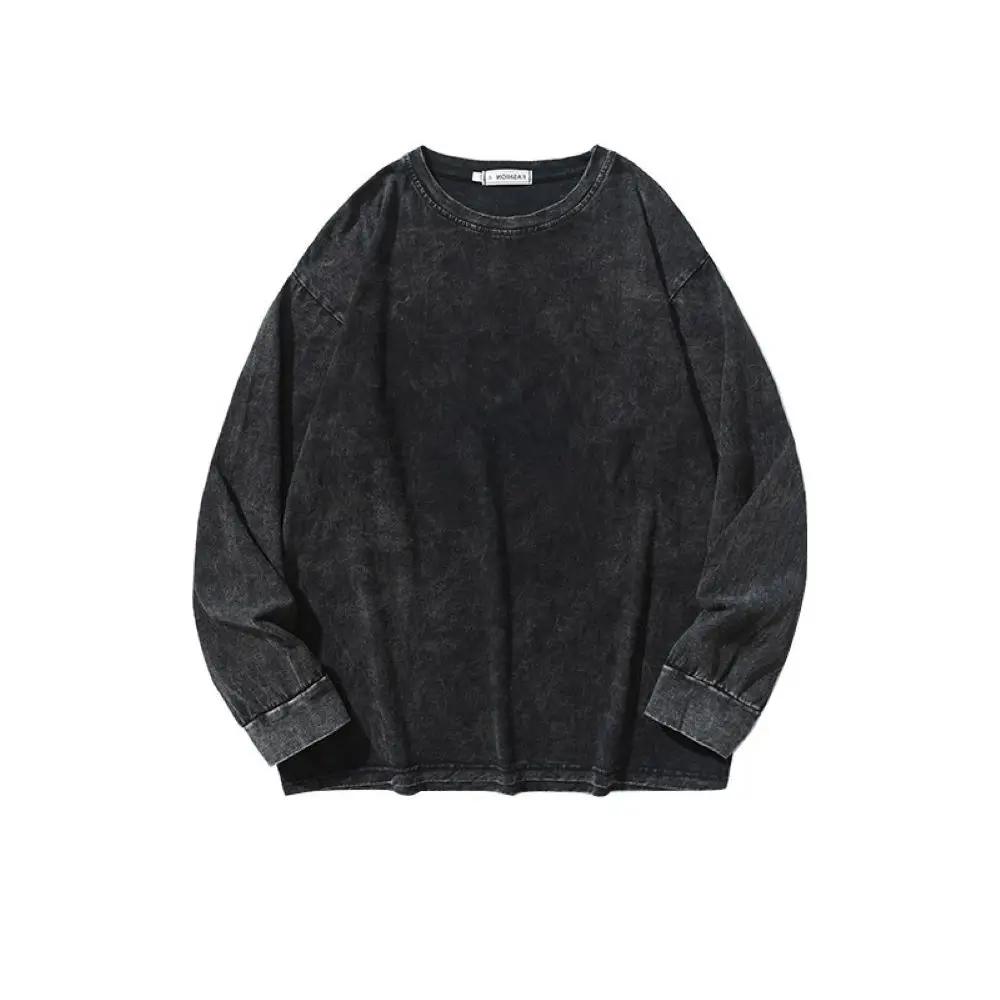 T-shirt rétro américain pour hommes et femmes, surdimensionné, ample, à manches longues, Vintage, Hi