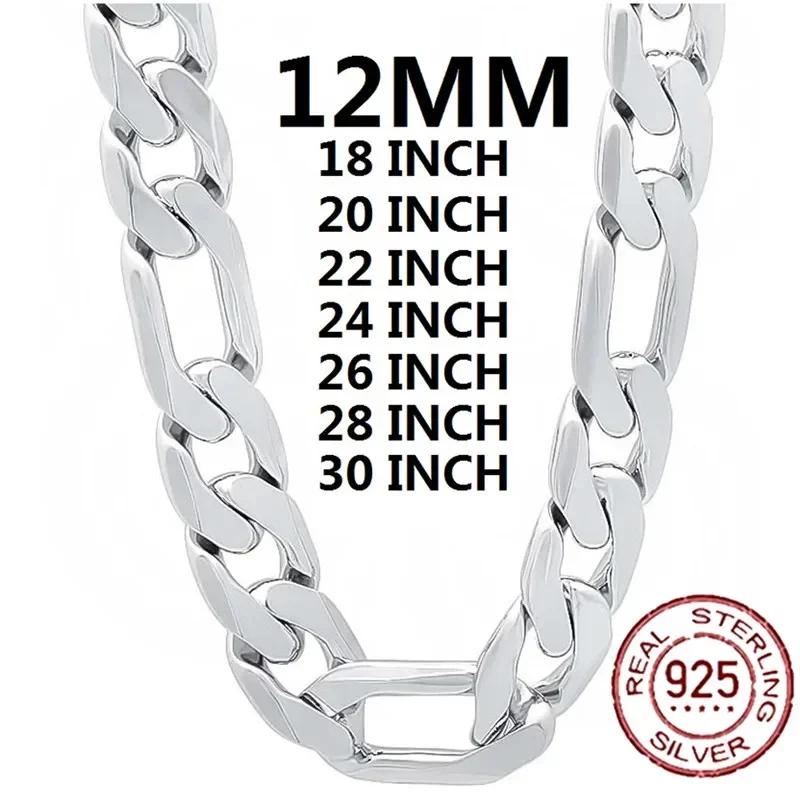 Collier en argent Sterling 925 massif pour hommes, chaîne cubaine classique de 12mm, breloque de 18