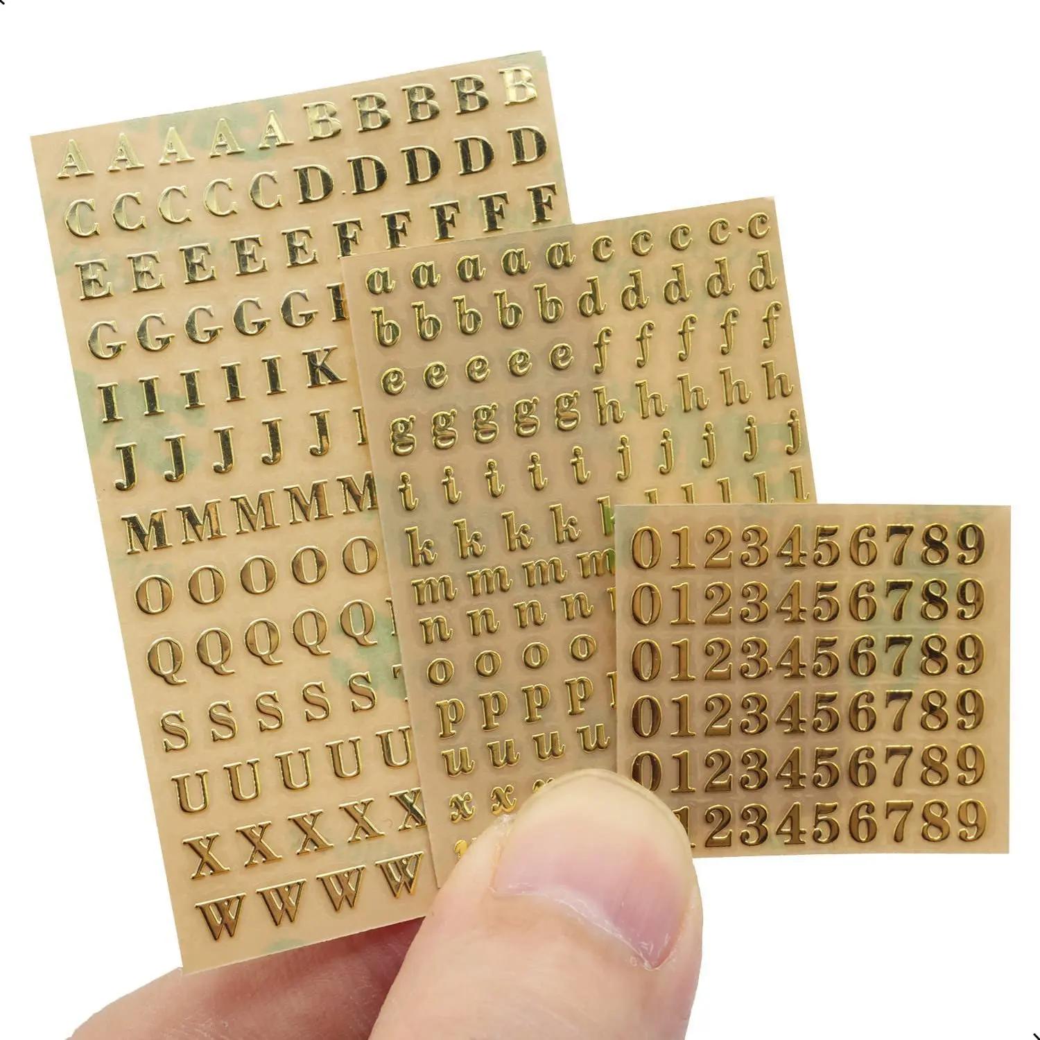Autocollants de lettres de l'alphabet et des chiffres, autocollants auto-adhésifs, paillettes, allia