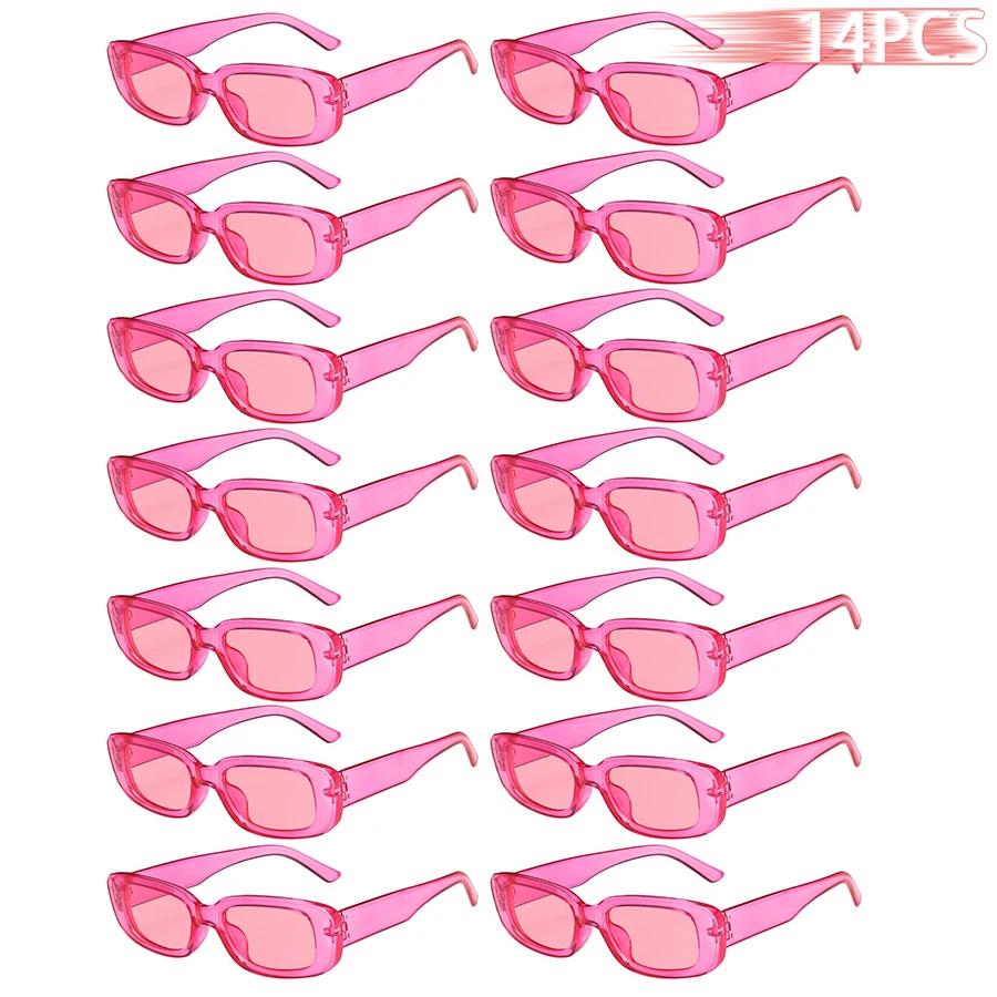 Lunettes de soleil rectangulaires pour femmes, 14 pièces, motif carré, de marque Vintage, de créateu