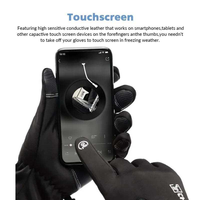 Gants d'hiver imperméables pour écran tactile thermique, coupe-vent, chauds, pour temps froid, cours