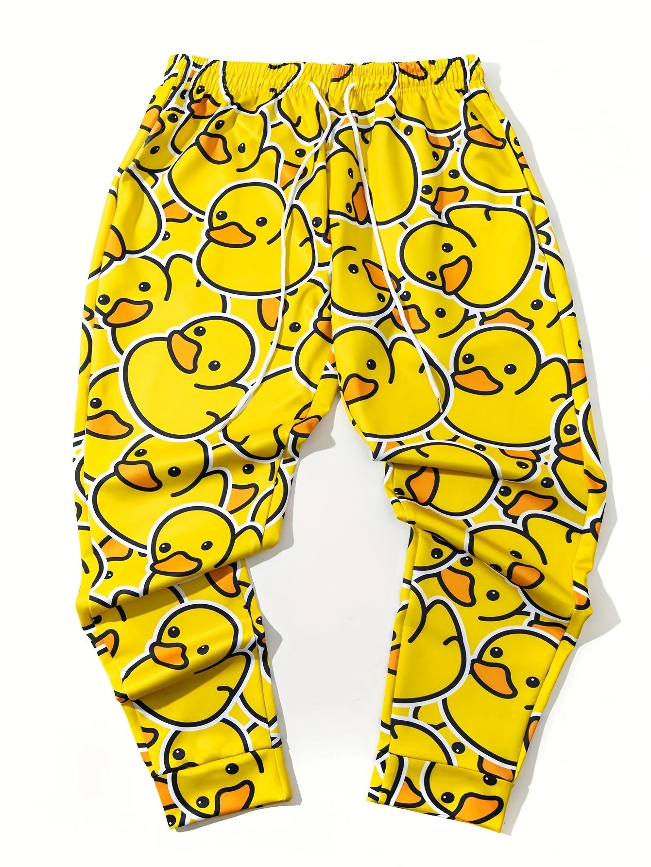 Pantalon de survêtement 2025 pour hommes, jogging en Polyester graphique canard jaune, pantalon de s