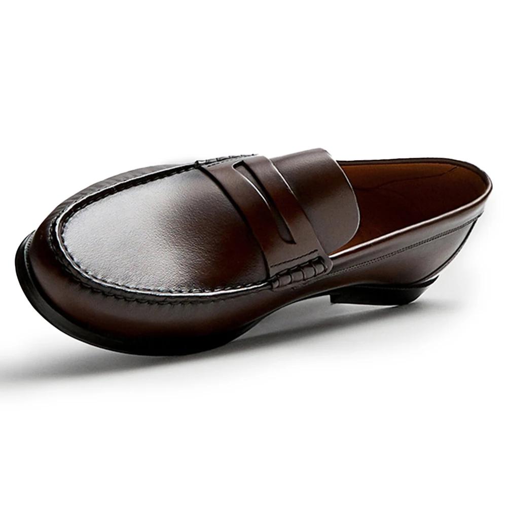 Mocassins à enfiler en cuir véritable pour hommes, couche supérieure Vintage, mocassins respirants,