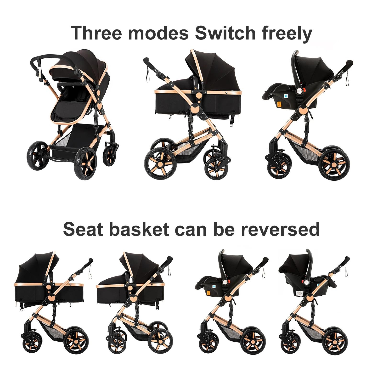 Poussette bébé 3-en-1 innovante, design tendance avec siège auto confortable, nacelle spacieuse et f