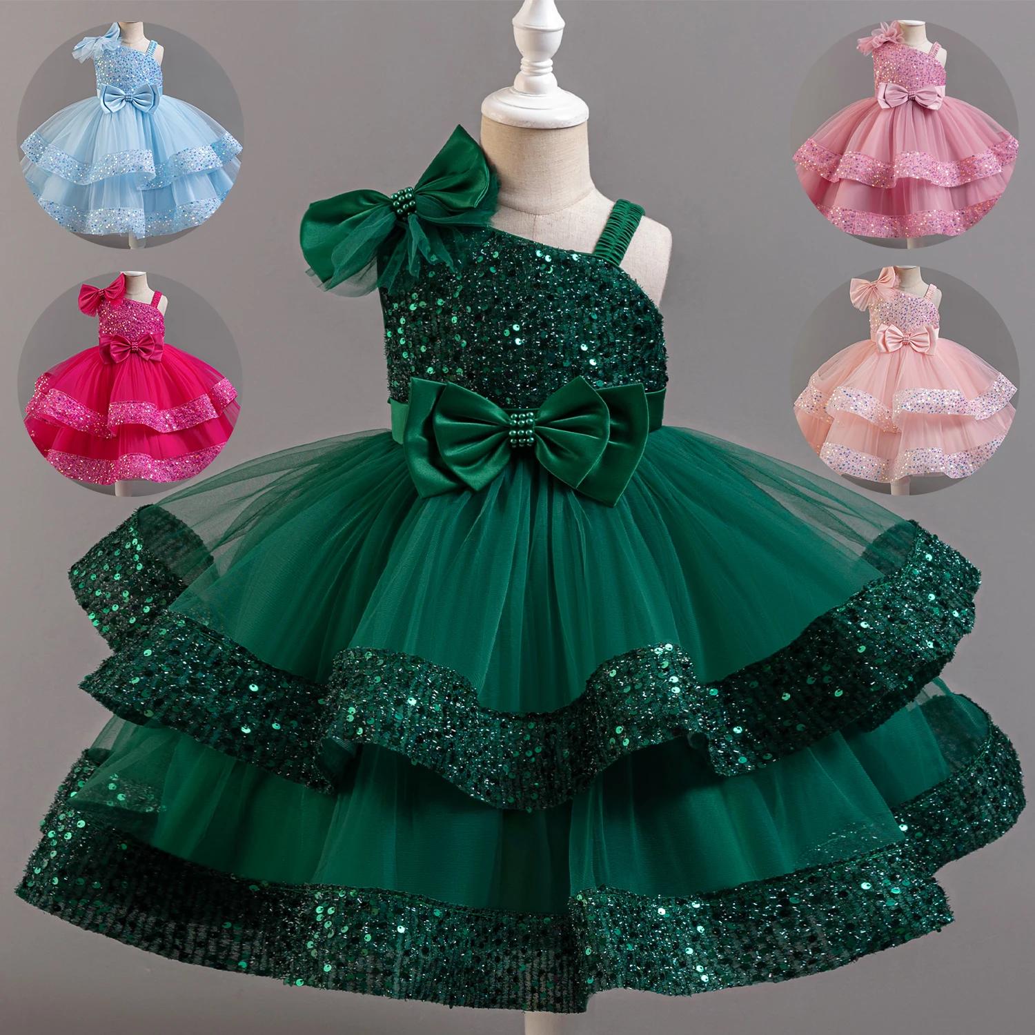 Fleur princesse paillettes bébé mariage fête de noël courte robe sans manches fête d'anniversaire ma