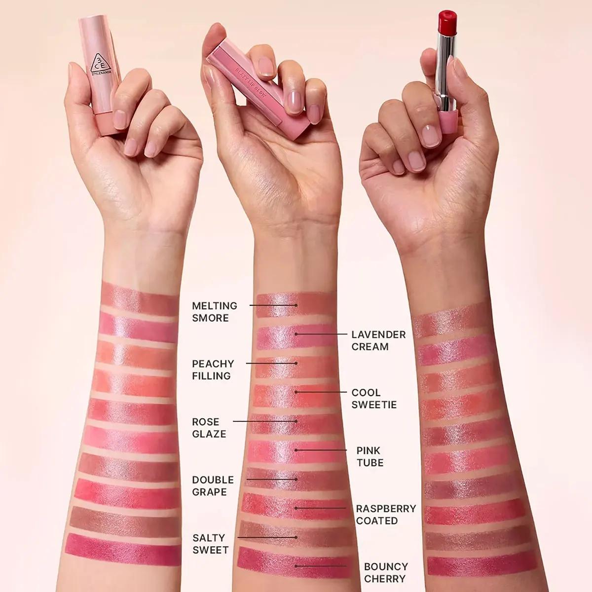 3CE Glazy Lip Glow, texture brillante et glacée, hydratant et non collant, sensation légère et aqueu