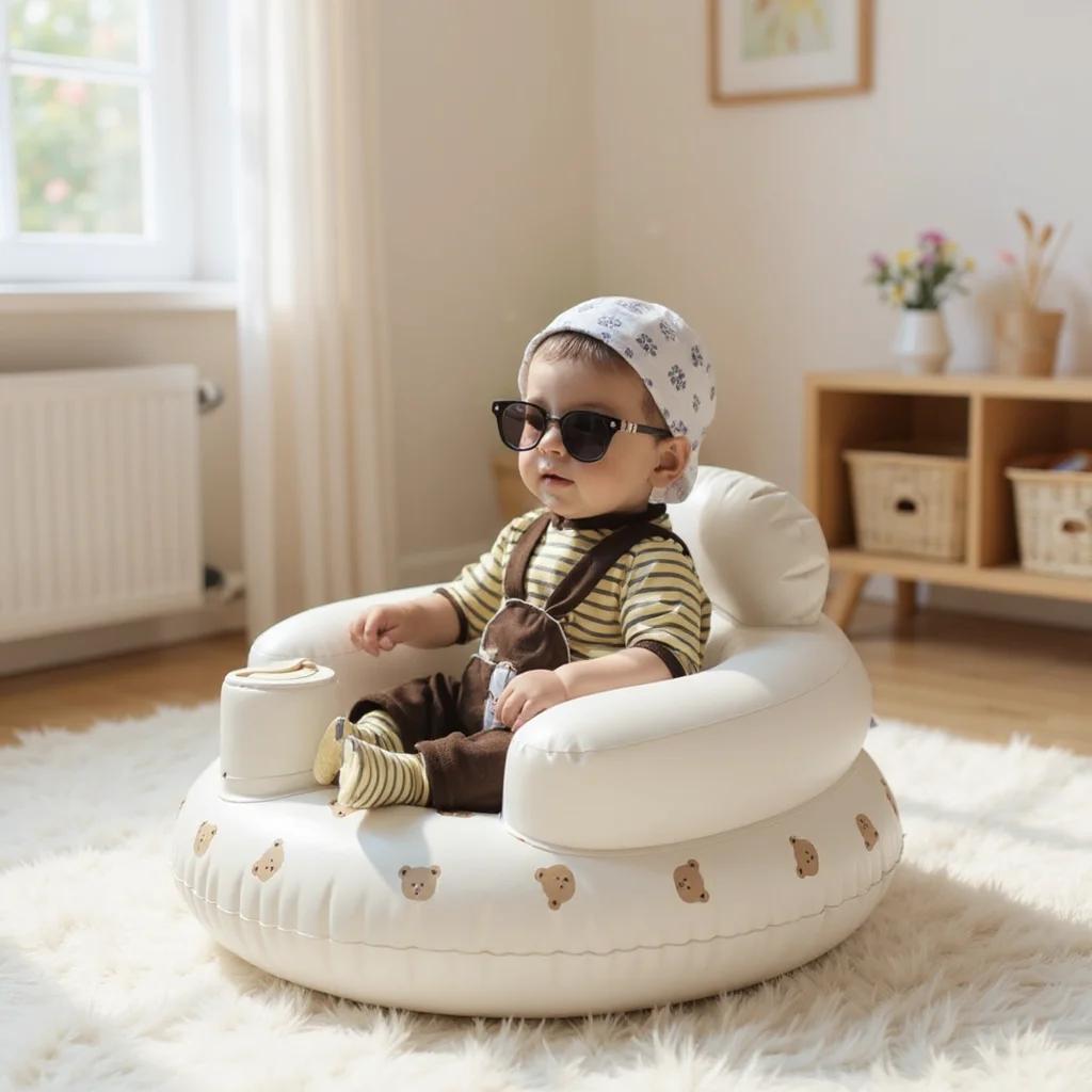 Canapé gonflable brillant pour bébé, 1 pièce, tabouret de bain Portable en PVC, siège multifonctionn