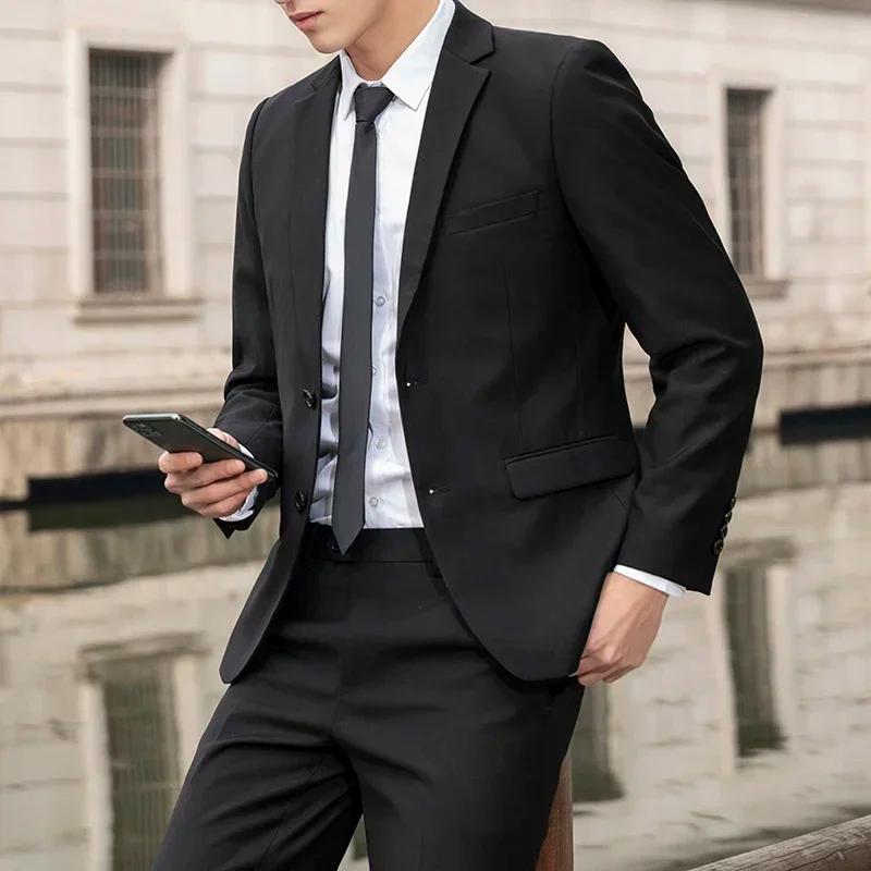 Costume Homme Décontracté et Habillé, Couleur Unie (Veste + Pantalon) – Idéal pour les Cérémonies et