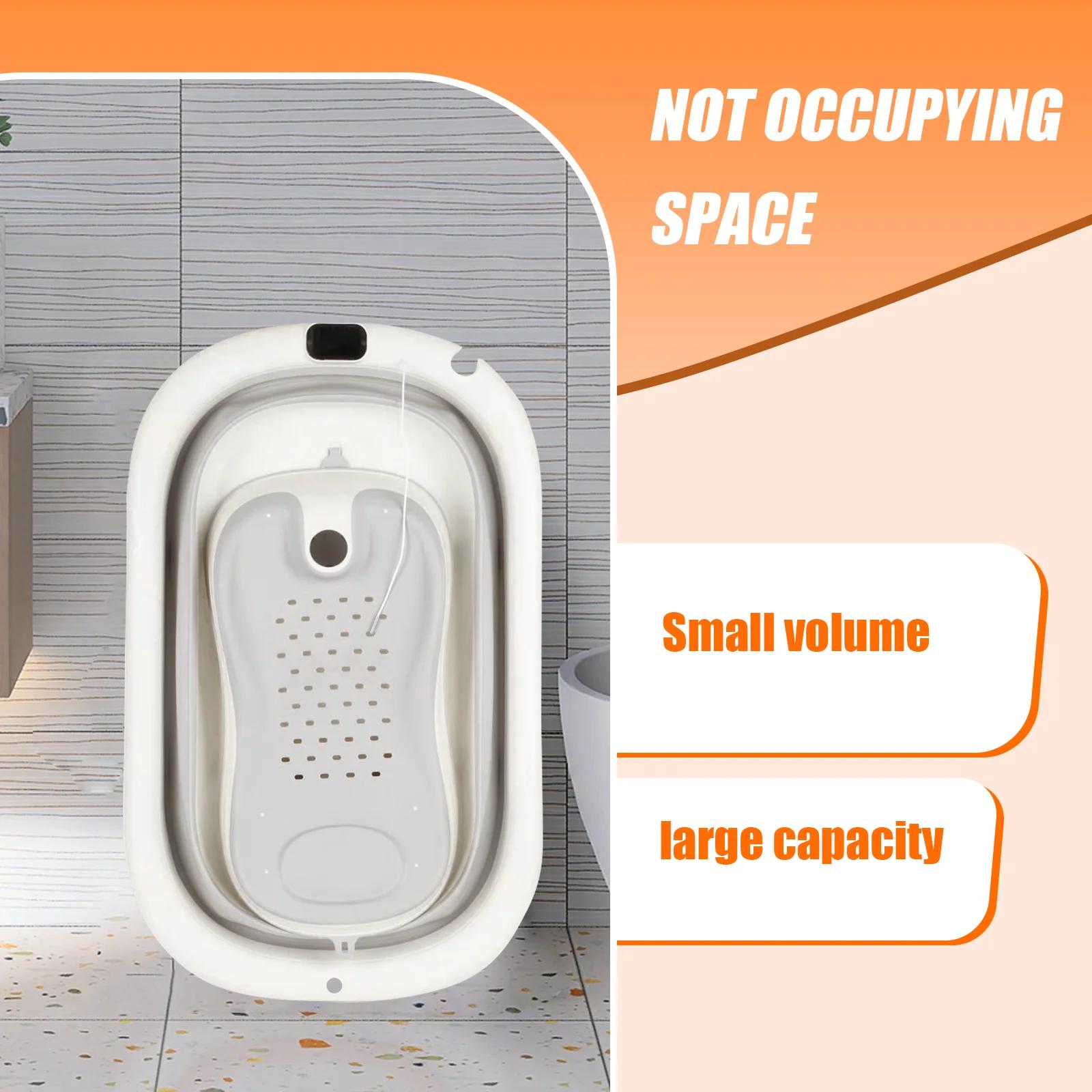 Baignoire Pliable pour Bébé et Nouveau-Né, Inclus Transat De Bain & Thermomètre Intégré, Confortable